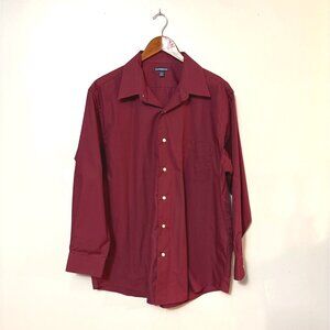 Croft & Barrow Mens Long Sleeve Button-Up Shirt L 16 1/2-17 32/33 Red Cotton Ble